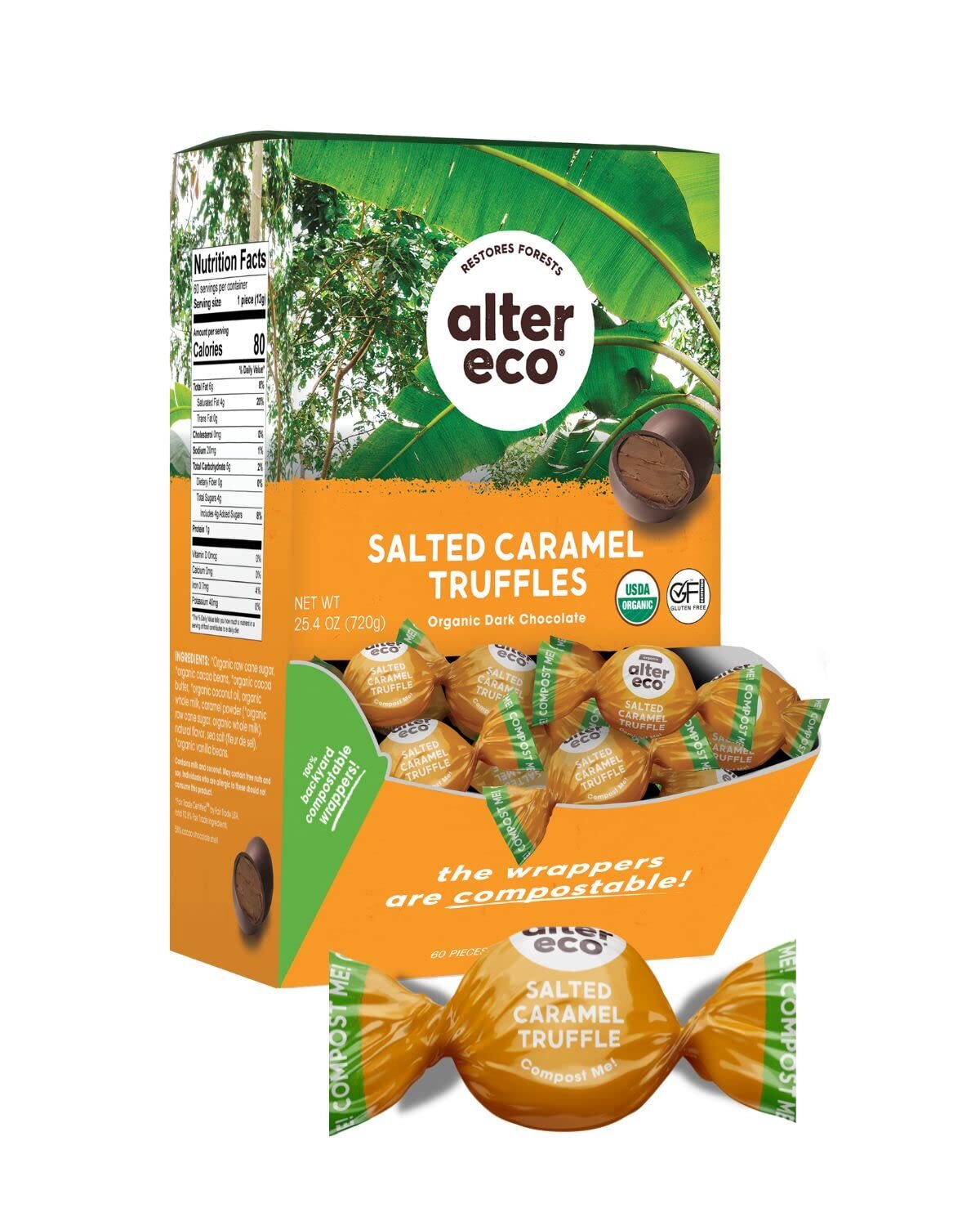 Alter Eco Organic Truffles Dark Salted Caramel 0.42 Oz (Case Of 60) Pack Of 60