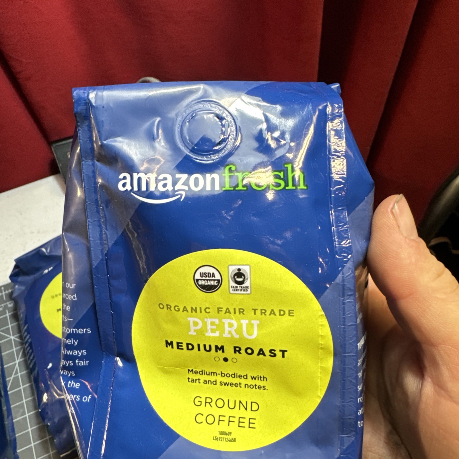 3 Ground Coffee Amazon Fresh Organic Fair Trade Peru, Medium Roast, 12 Ounce