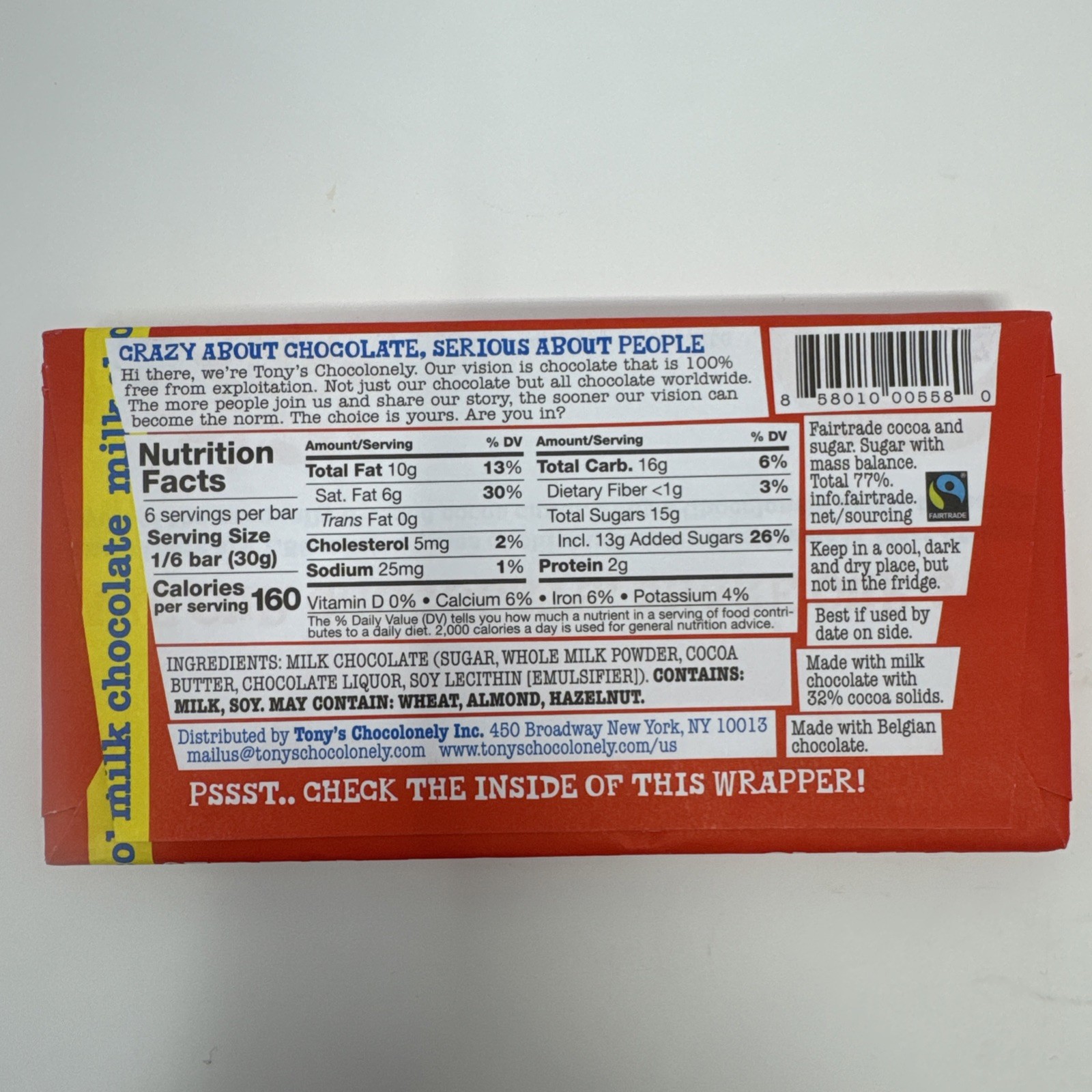 10 Tony’s Chocolonely Milk Chocolate Bars , 6.35 oz Each , Best By 3/26/27