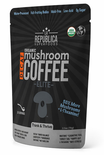 DECAF Organic ELITE Mushroom Coffee | Best | L-theanine | Kosher | La Republica