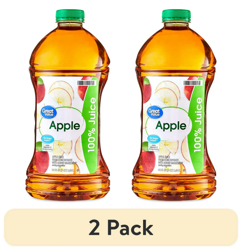(2 pack) Great Value 100% Apple Juice, 96 fl oz