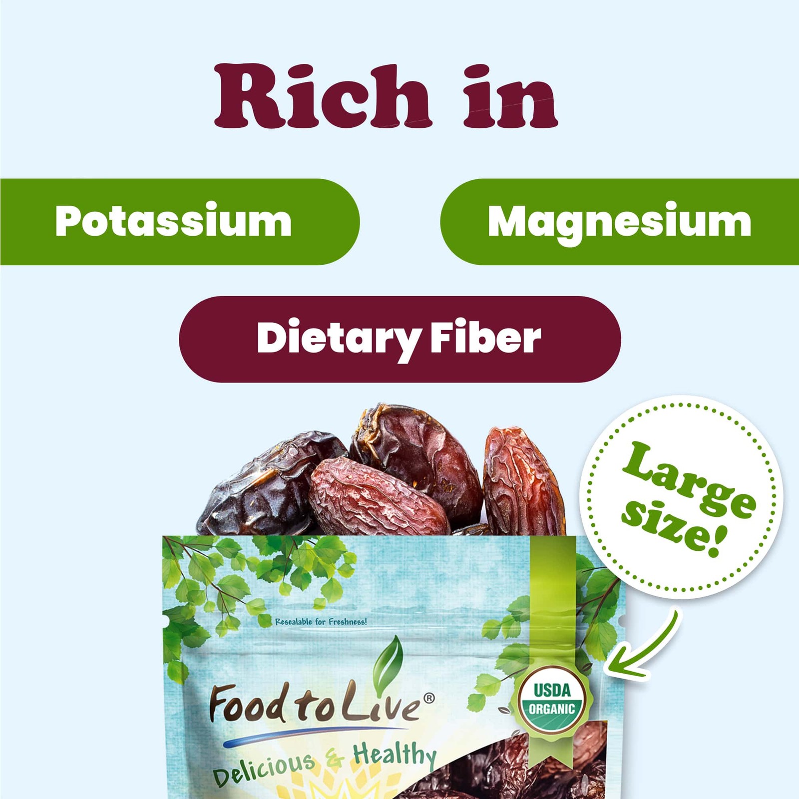 Organic Medjool Dates – Non-GMO, Raw, Vegan – by Food To Live