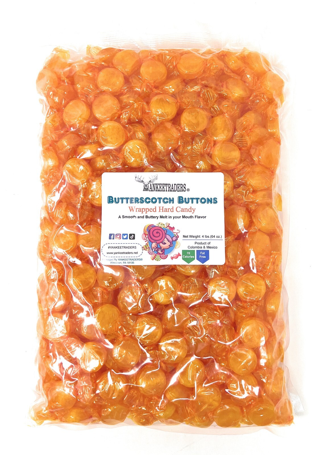 Butterscotch Buttons Wrapped Candy – 4 lbs. ~ YANKEETRADERS® ~ FREE SHIPPING
