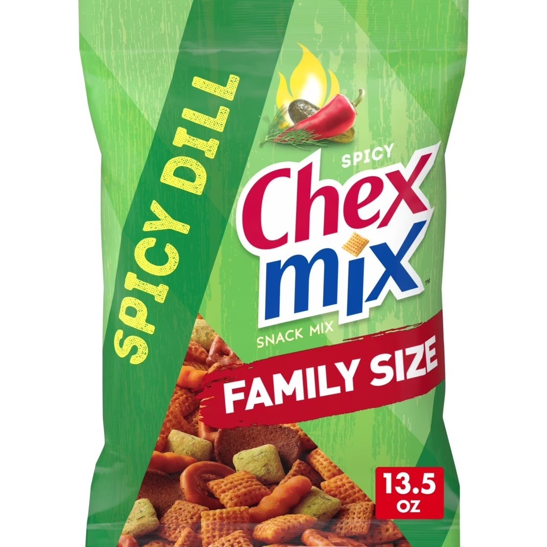 Chex Snack Mix SPICY DILL 13.5 Oz. (50% Less Fat Than Potato Chips) 1 Bag