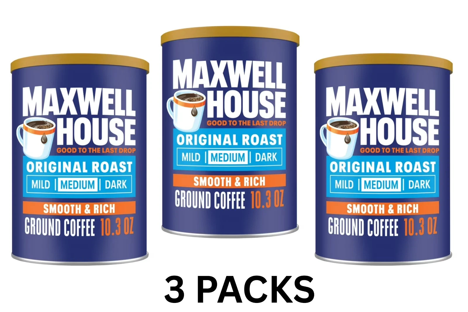 3 PACK – Maxwell House Original Roast Ground Coffee 10.3 oz Medium