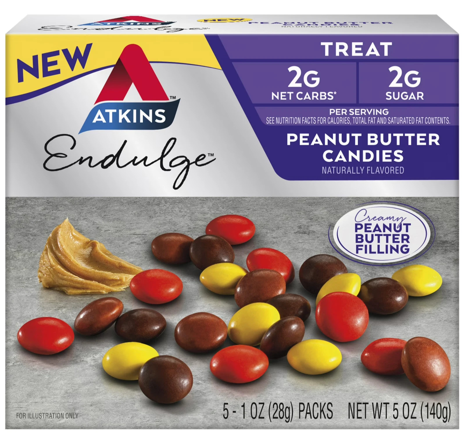 Atkins Endulge Treat, Peanut Butter Candies, Keto Friendly, 5 Count 1 oz each