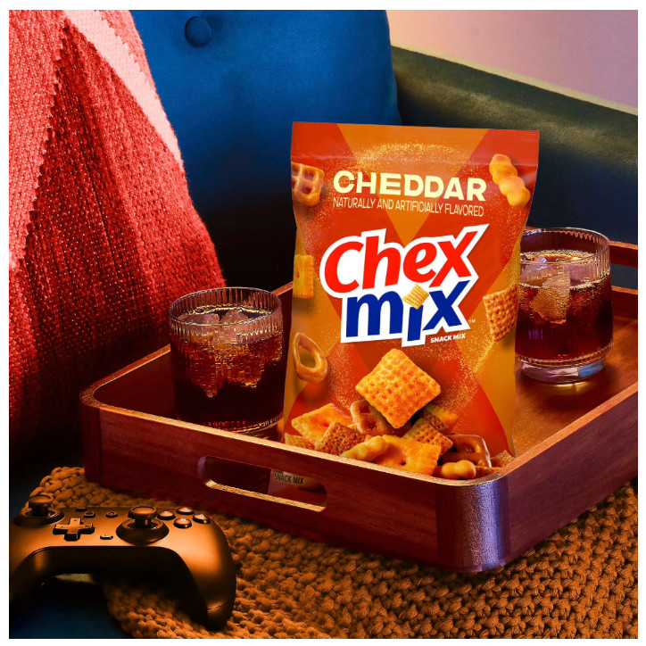 Chex Mix Cheddar Snack Mix, Single Serve Snack Bags, Multipack, 10 Count, 17.5 o