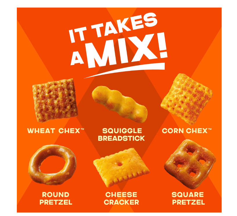 Chex Mix Cheddar Snack Mix, Single Serve Snack Bags, Multipack, 10 Count, 17.5 o