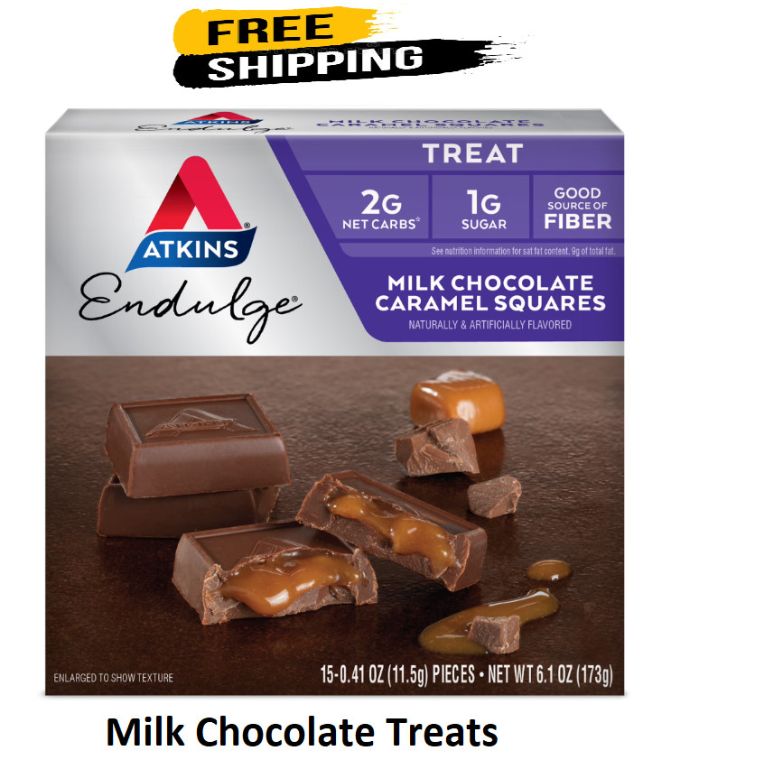 Atkins Endulge Treat, Milk Chocolate Caramel Squares, Keto Friendly, 15 Count