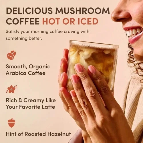 Organic Ryze Mushroom Coffee Bright and Smooth 30 Servings for Gut Health Focus