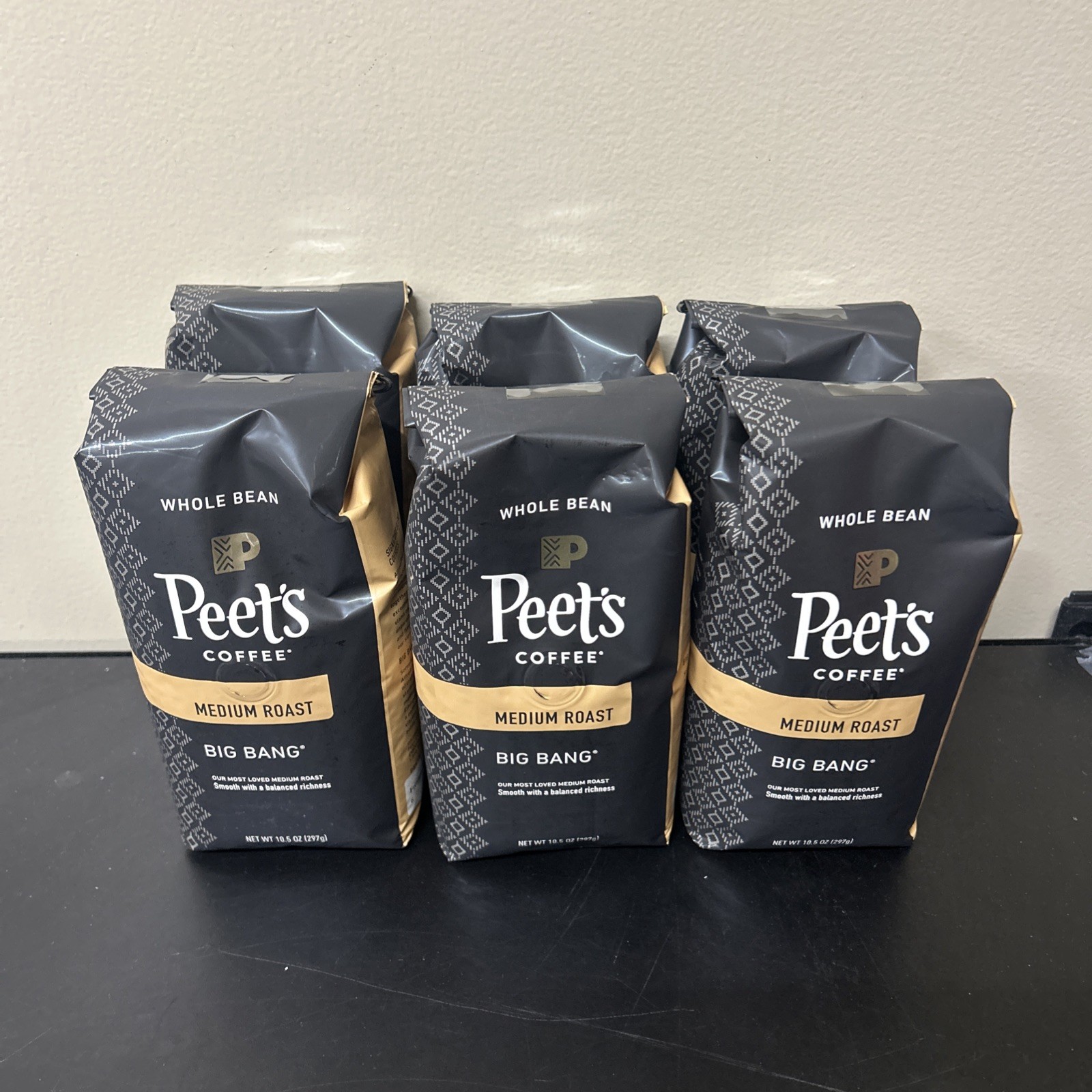 Peet’s Coffee Medium Roast Whole Bean 100% Arabica Big Bang 6-10.5oz Bag 5/31/26