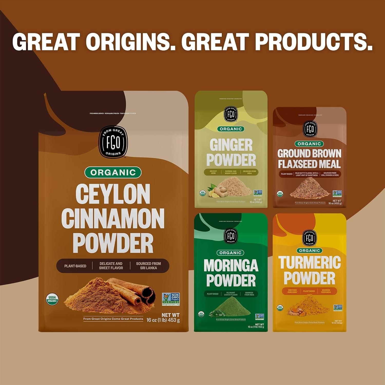 Fgo Organic Ceylon Cinnamon Powder, 16Oz Pure Sri Lanka Cinnamon For S