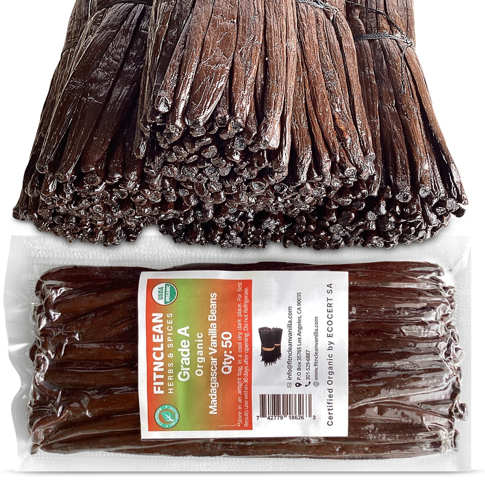 50 Organic Grade A Madagascar Vanilla Beans. Certified USDA Organic for Extra