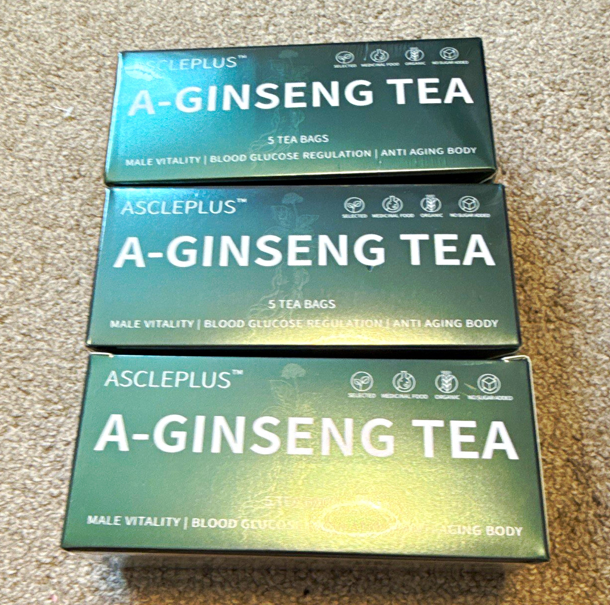 Ascleplus A-Ginseng Tea Bagged Ginseng Tea, 15 Tea Bags (3-Pack)