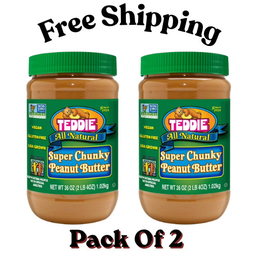 (2 pack) Teddie All Natural Super Chunky Peanut Butter, 36 oz