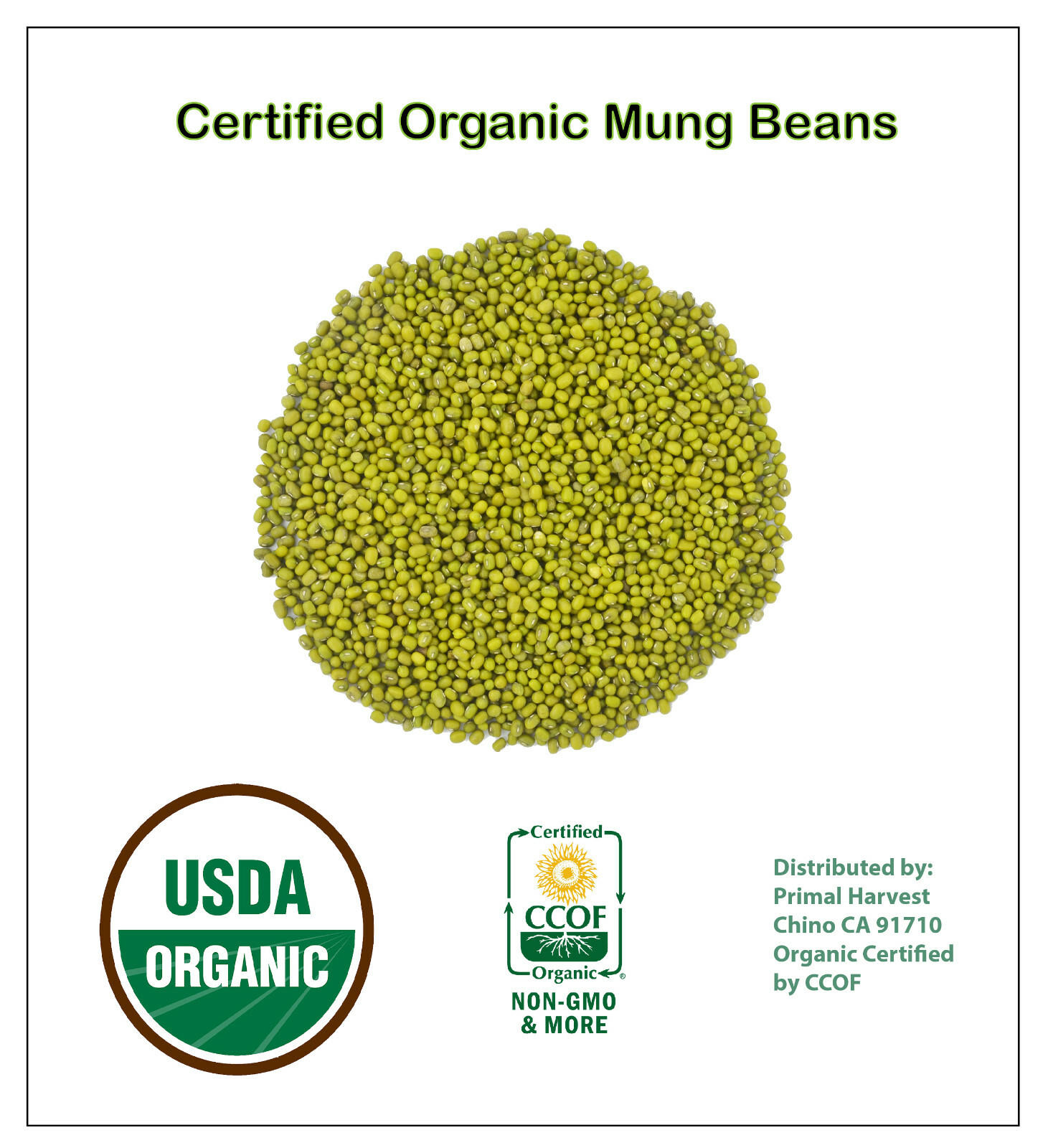 Whole dried Organic MUNG Beans ‘Green Gram’ ‘Moong’ Vegan non GMO Mash