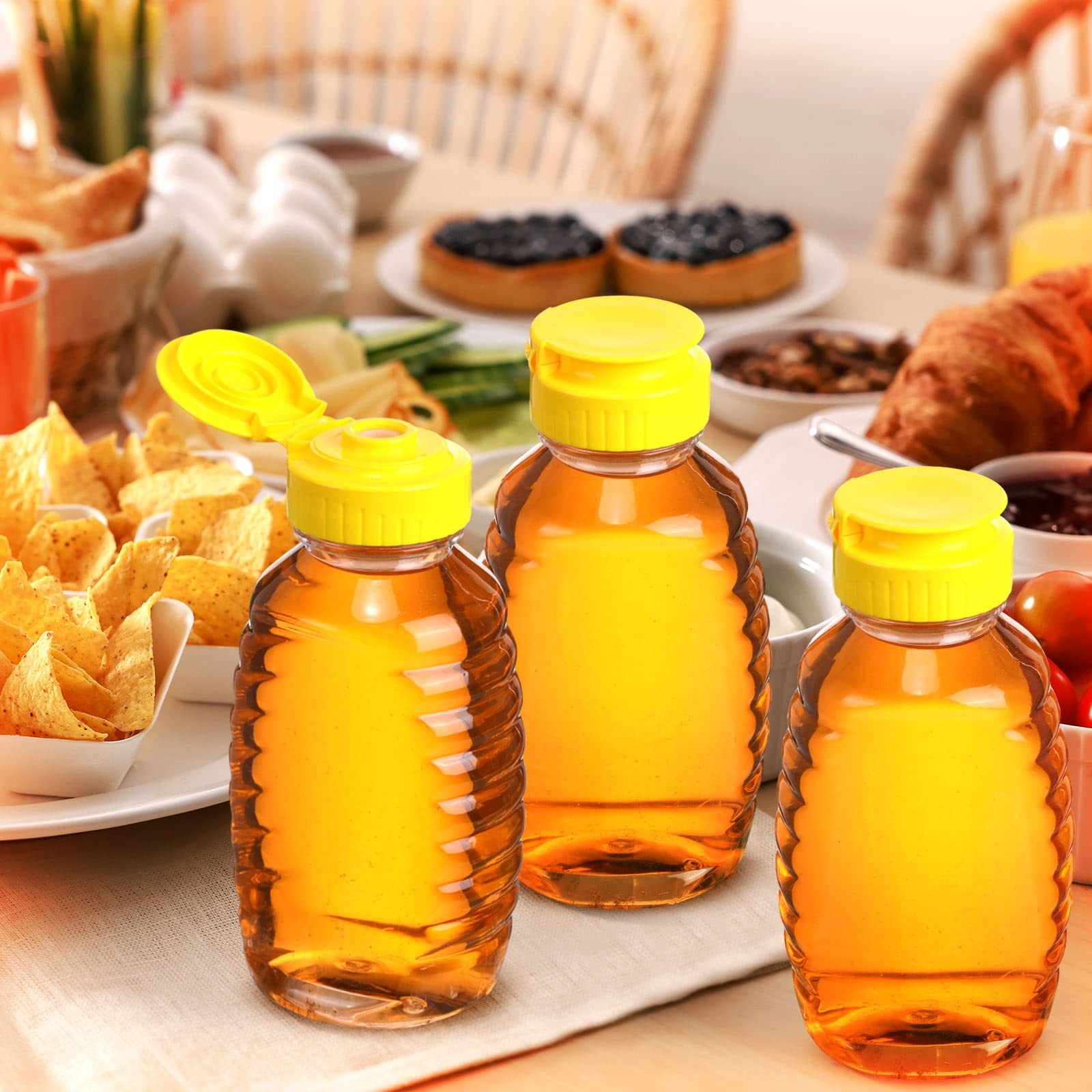 Didaey 48 Pcs 16 oz Honey Jar with Lids Squeeze Bottles Bulk Clear…
