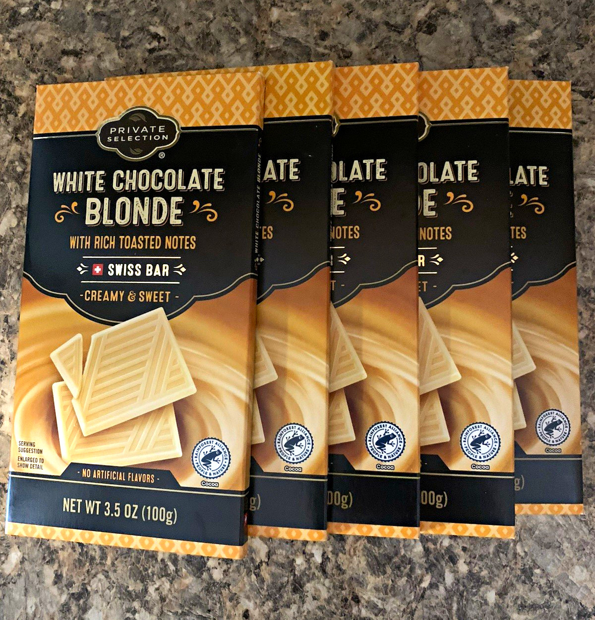 Private Selection White Chocolate Blonde Swiss Bar Creamy & Sweet 100g 5 Pack