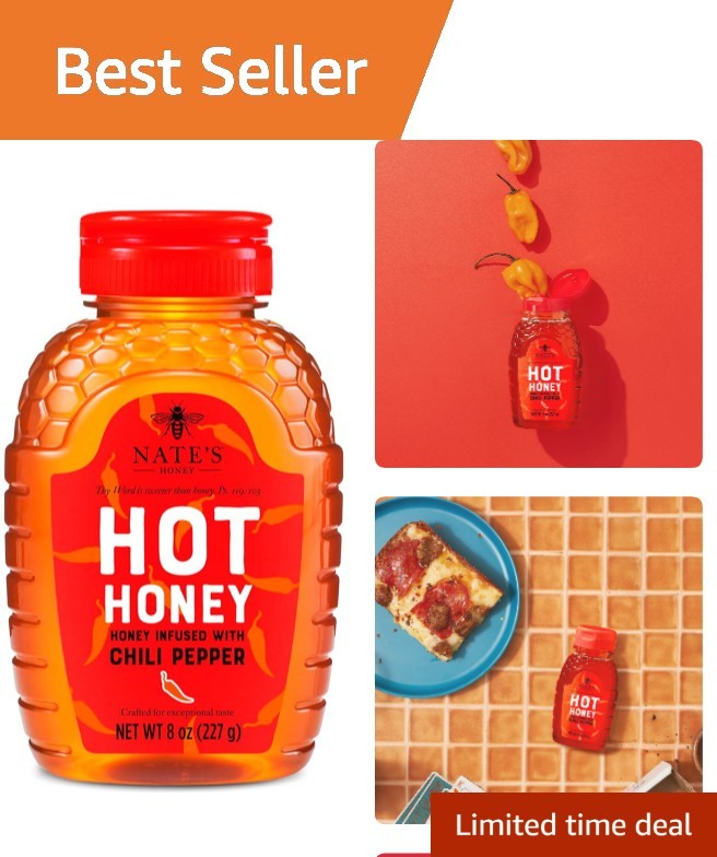 Nate’s Hot Honey – 8 oz of Pure All-Natural Bliss, Infused with Chili Heat