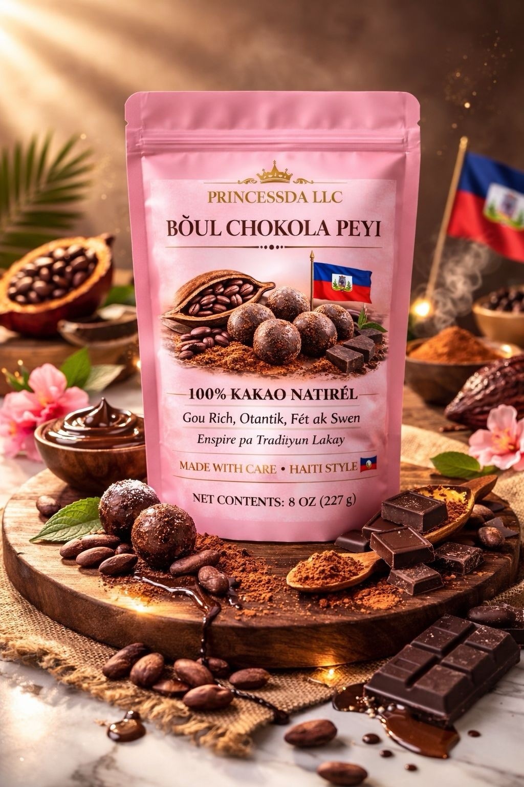 Princessda LLC Boul Chokola Peyi Dark Chocolate Balls Haiti 8oz Bag