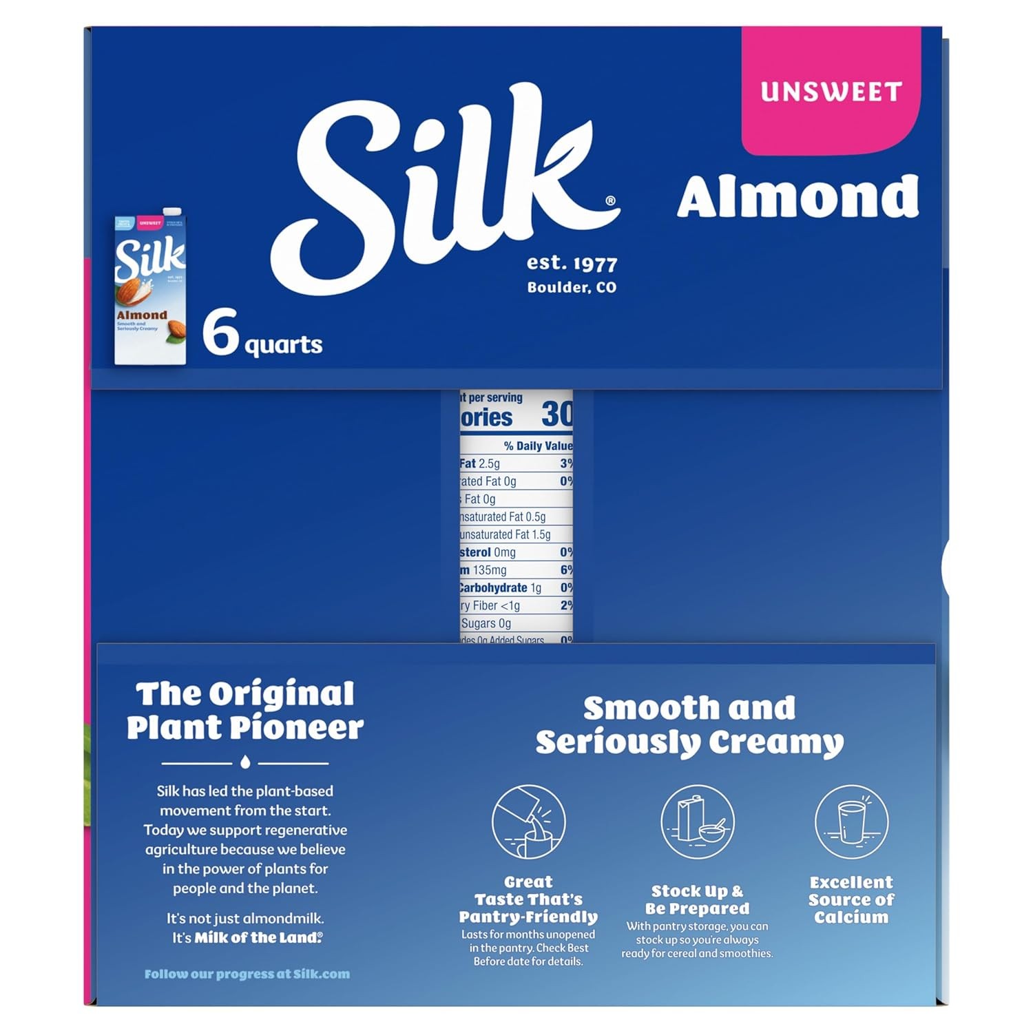 Silk Shelf-Stable Almond Milk, Unsweetened, Dairy-Free, Vegan, Non-GMO Project