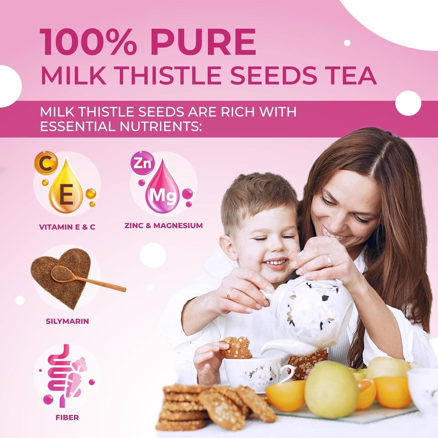 100% Natural Milk Thistle Tea for Liver Cleanse & Digestive Health – 40 Bags