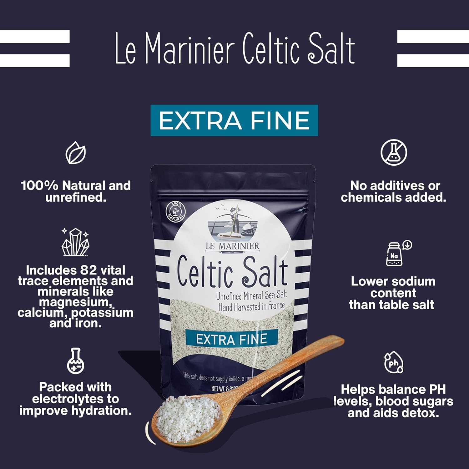 Light Grey Celtic Sea Salt Natural No Additives Hand Harvested Resealable Bag