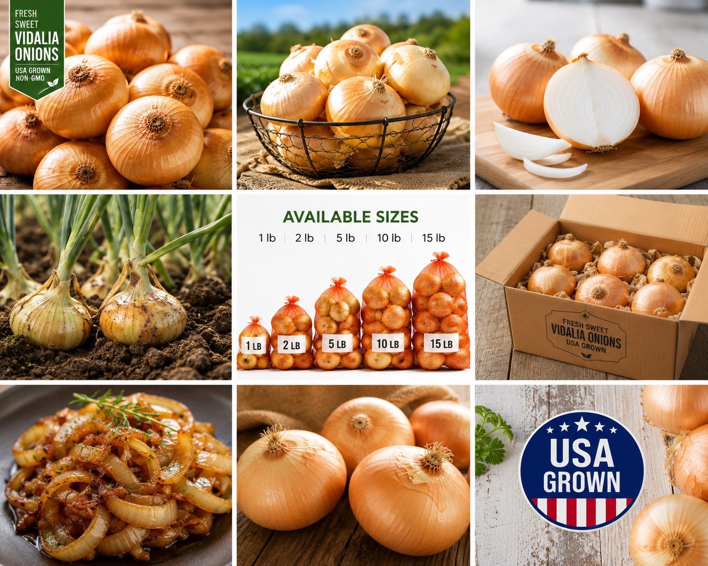 Fresh Sweet Vidalia Onions 3 lb USA Grown Non-GMO Farm Fresh Free Shipping