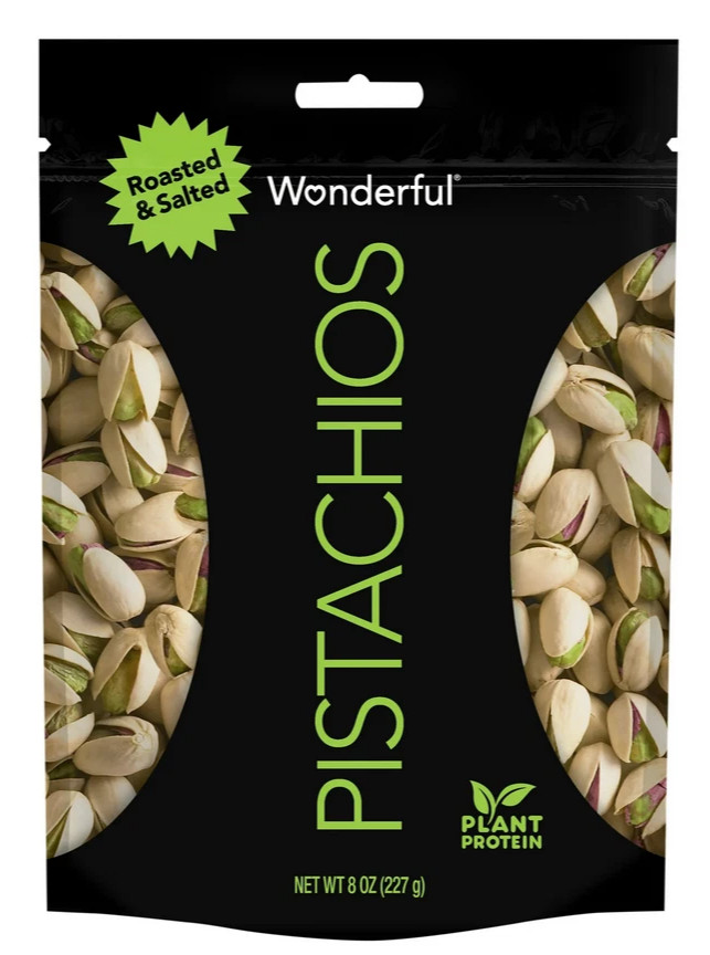 Wonderful Pistachios, In-Shell Roasted & Salted Nuts, 8 Ounce Resealable Bag