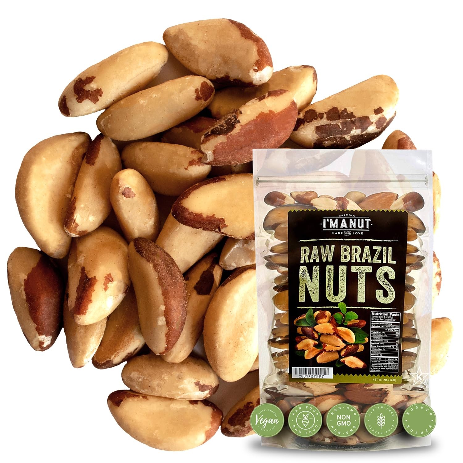 Wild Harvested Raw Brazil Nuts, 0.5 Lbs, Raw Whole, High Selenium, Batch Tested