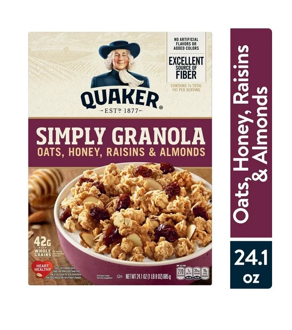 Quaker Simply Granola Breakfast Cereal, Oats Honey Raisins & Almonds, 24.1 oz