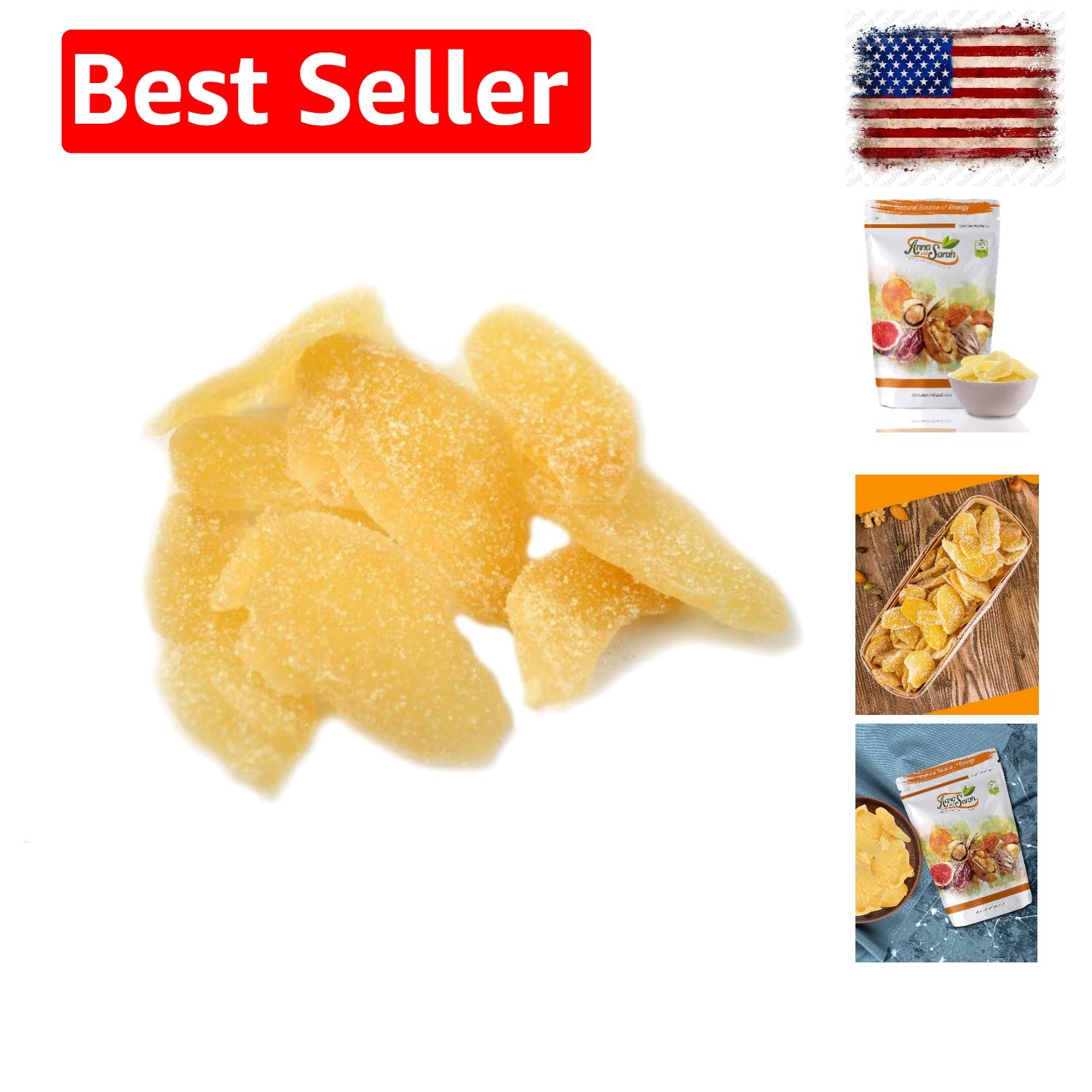 Dried Crystallized Ginger in Resealable Bag, 1 Lb.