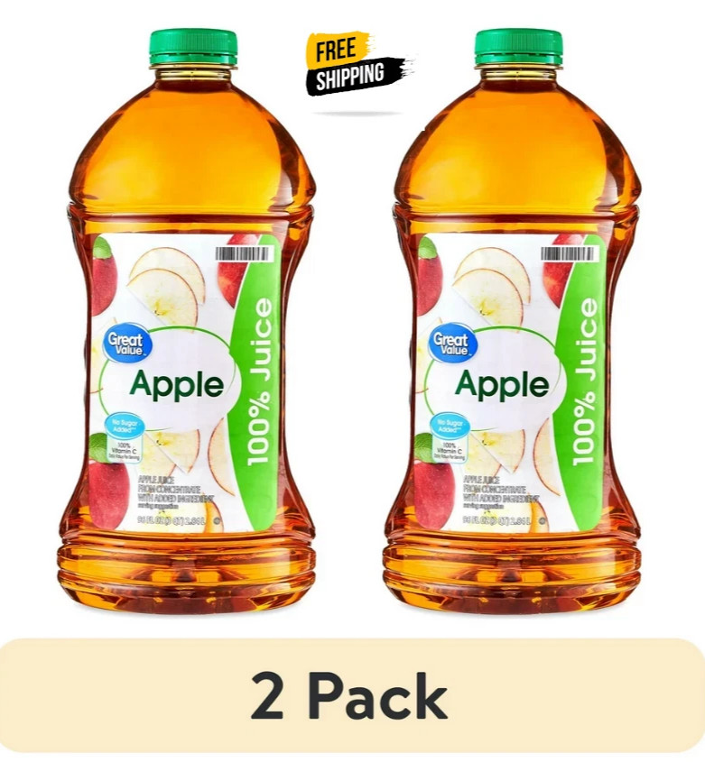 (2 pack) Great Value 100% Apple Juice, 96 fl oz