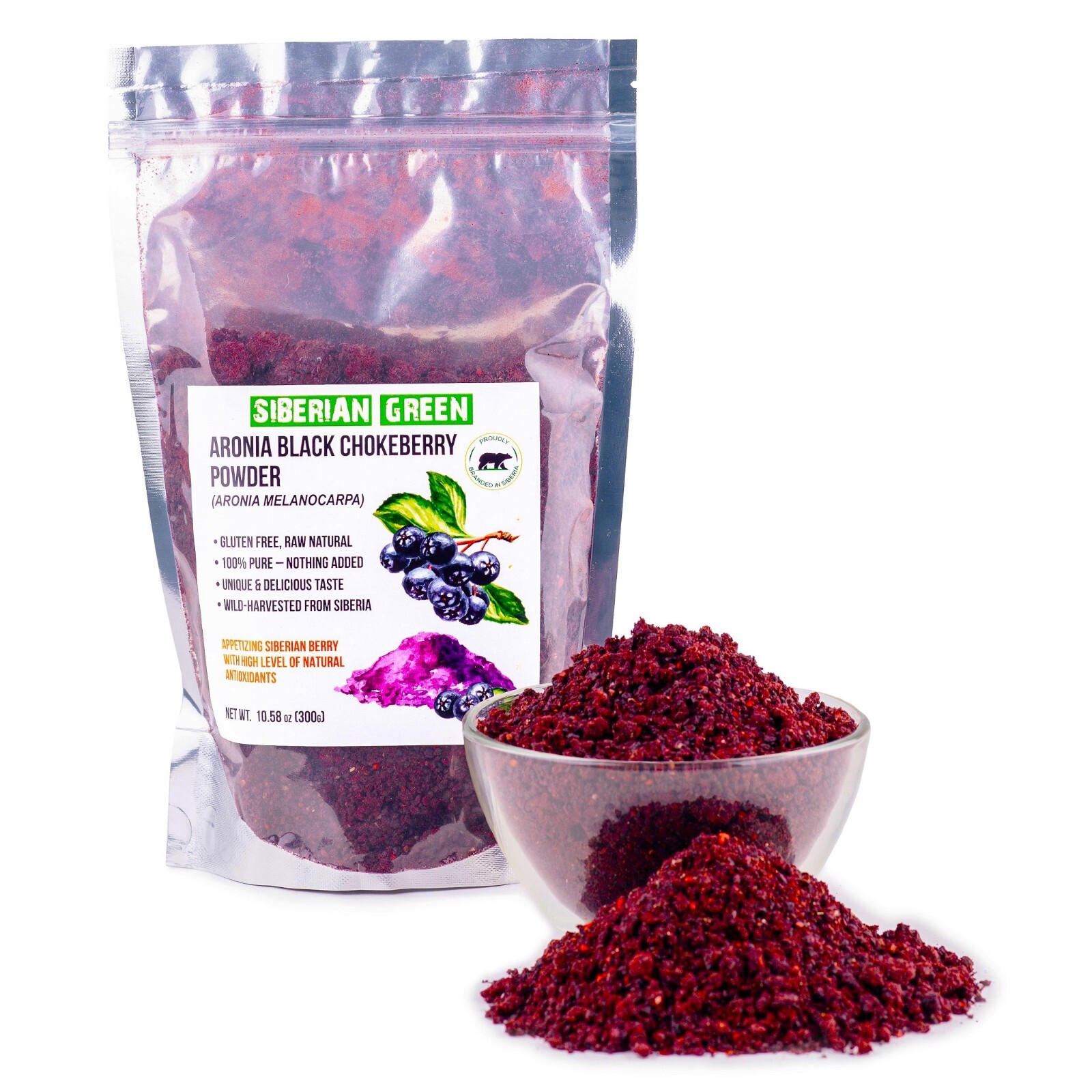 Aronia Black Chokeberry Dried Berries Powder Tea 300g (10.58oz) Wild Harvested