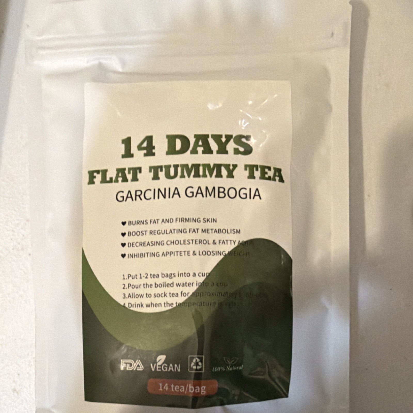 14 Days Flat Tummy Tea Garcinia Gambogia 14 Bags Vegan 100% Natural