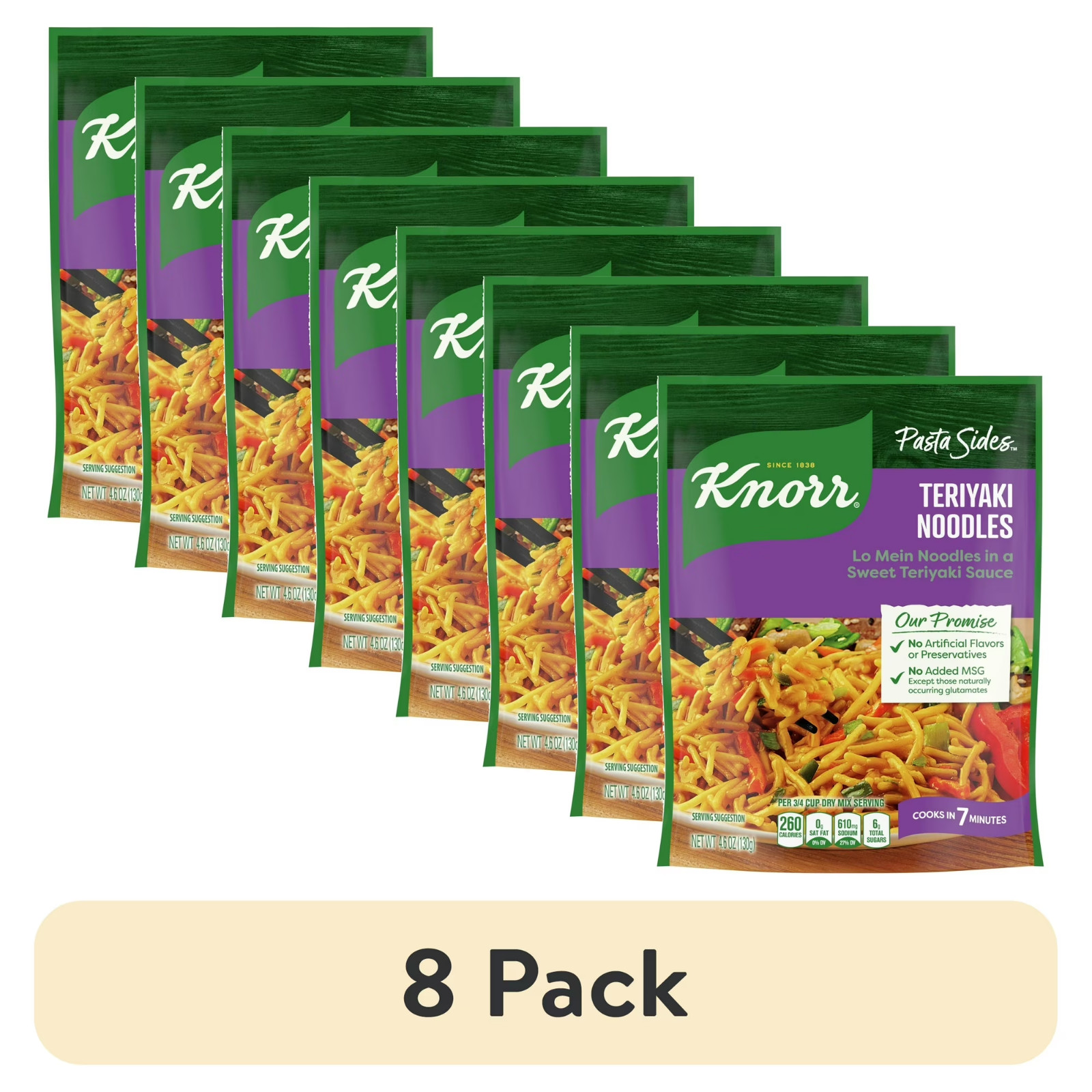 Knorr Pasta Sides Teriyaki Lo Mein Noodles Made with Asian Style Sauce 8 Pack..