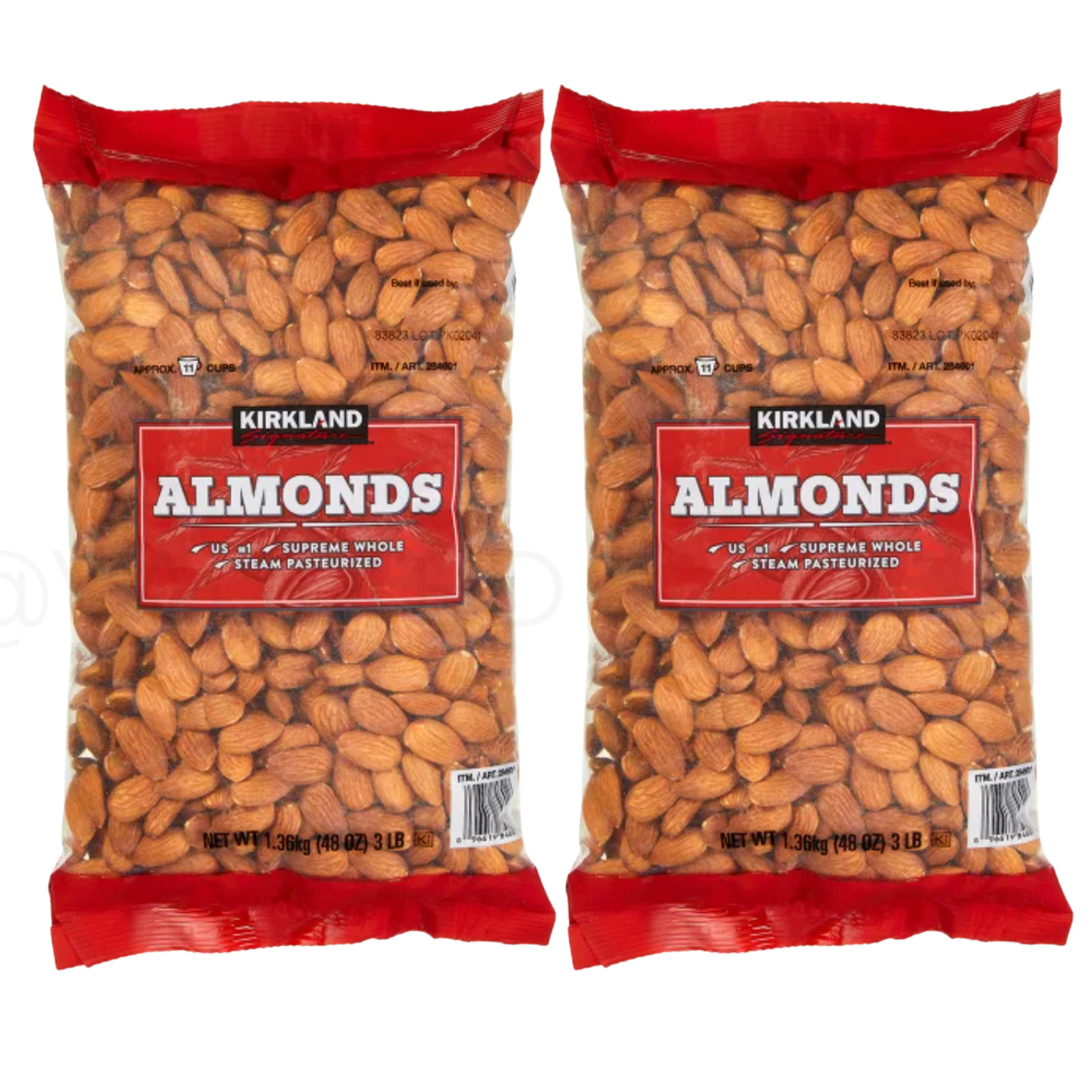 2 Packs Kirkland Signature Supreme Whole Almonds 3 lb Each Pack