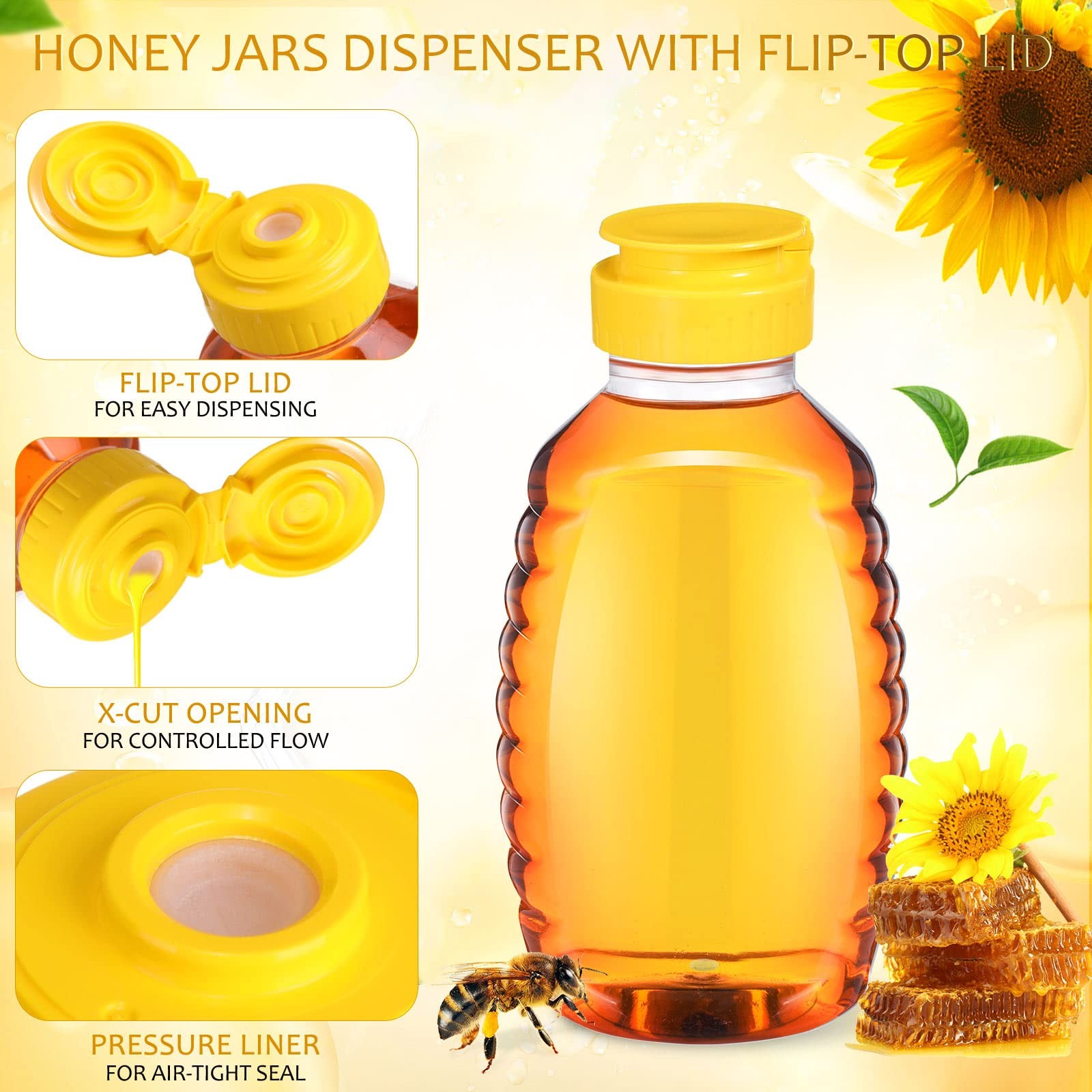 Didaey 48 Pcs 16 oz Honey Jar with Lids Squeeze Bottles Bulk Clear…