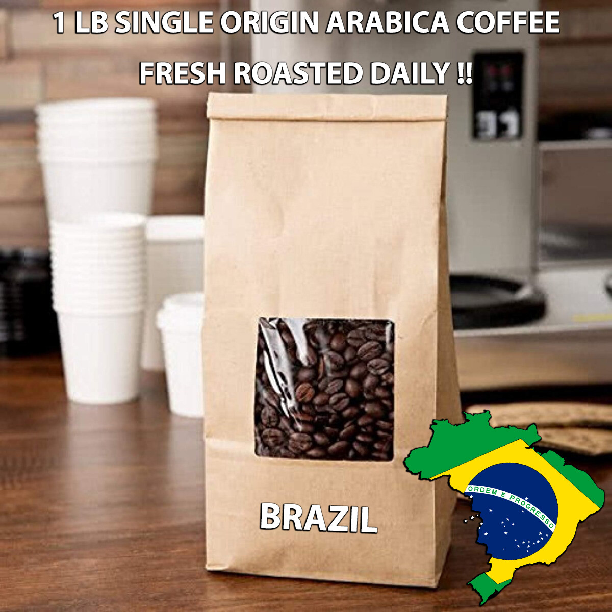 1 LB BRAZIL SAMPLE ROASTED COFFEE WHOLE BEAN, GROUND – ARABICA