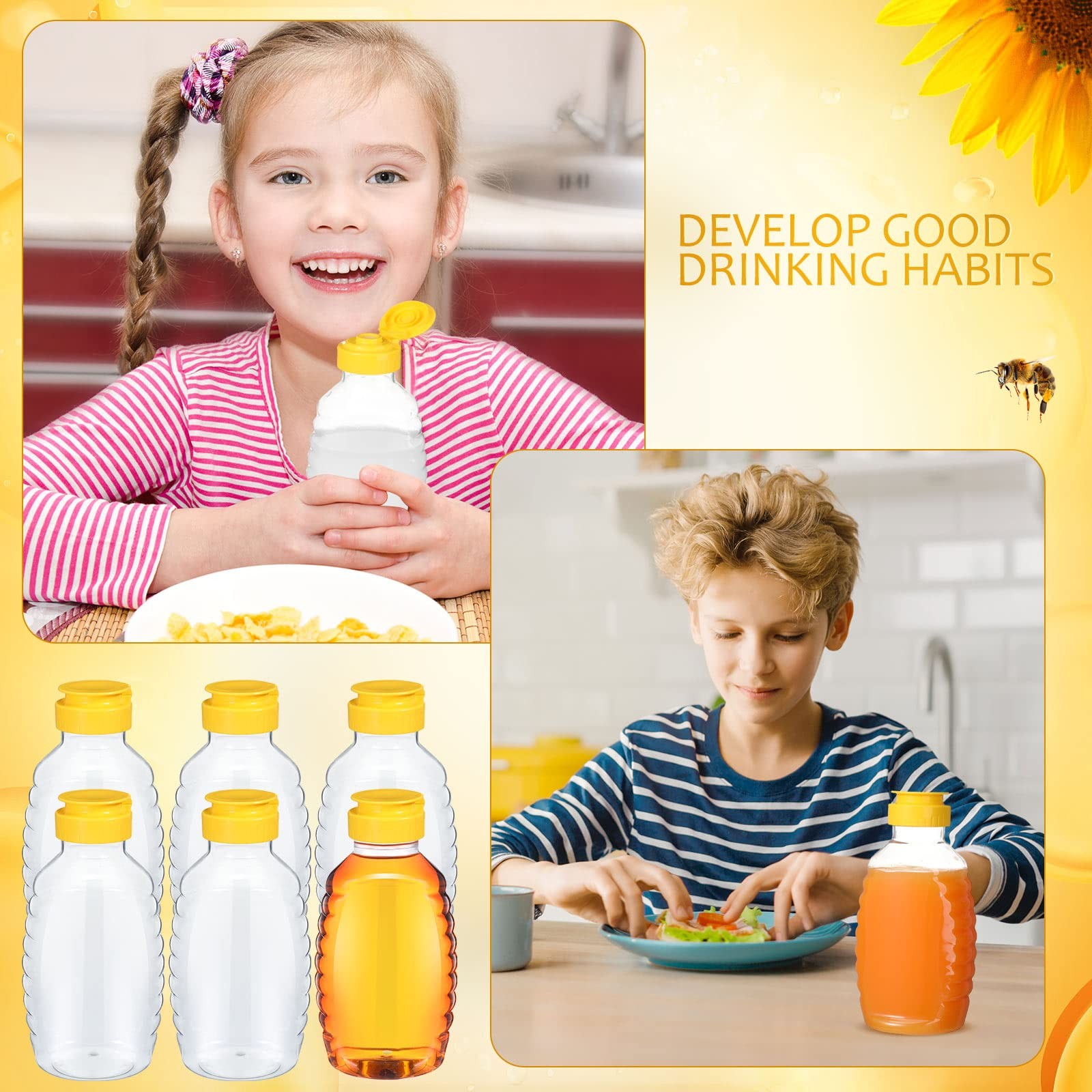 Didaey 48 Pcs 16 oz Honey Jar with Lids Squeeze Bottles Bulk Clear…