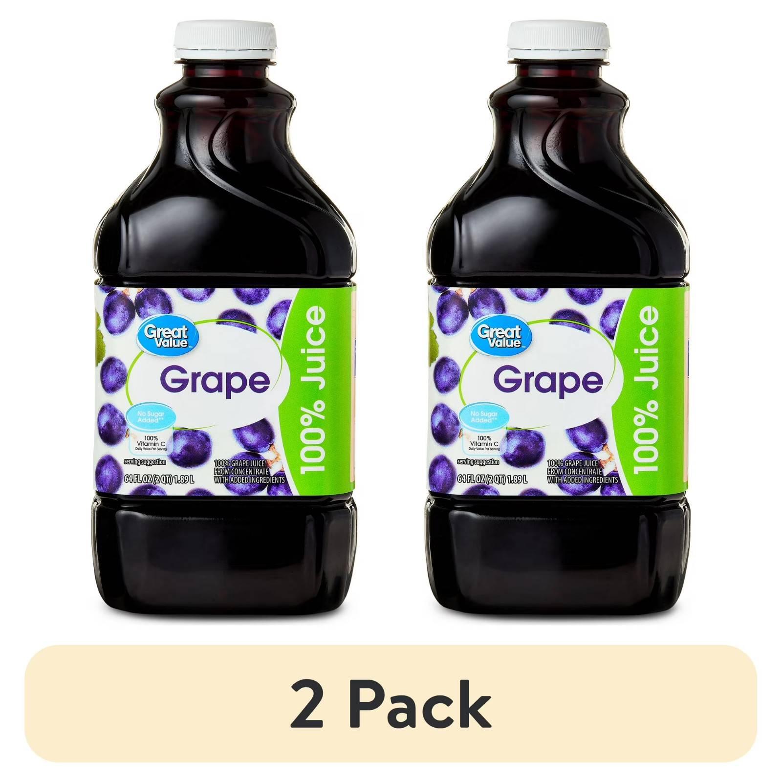 (2 pack) Great Value 100% Concord Grape Juice, 64 fl oz Free Shipping