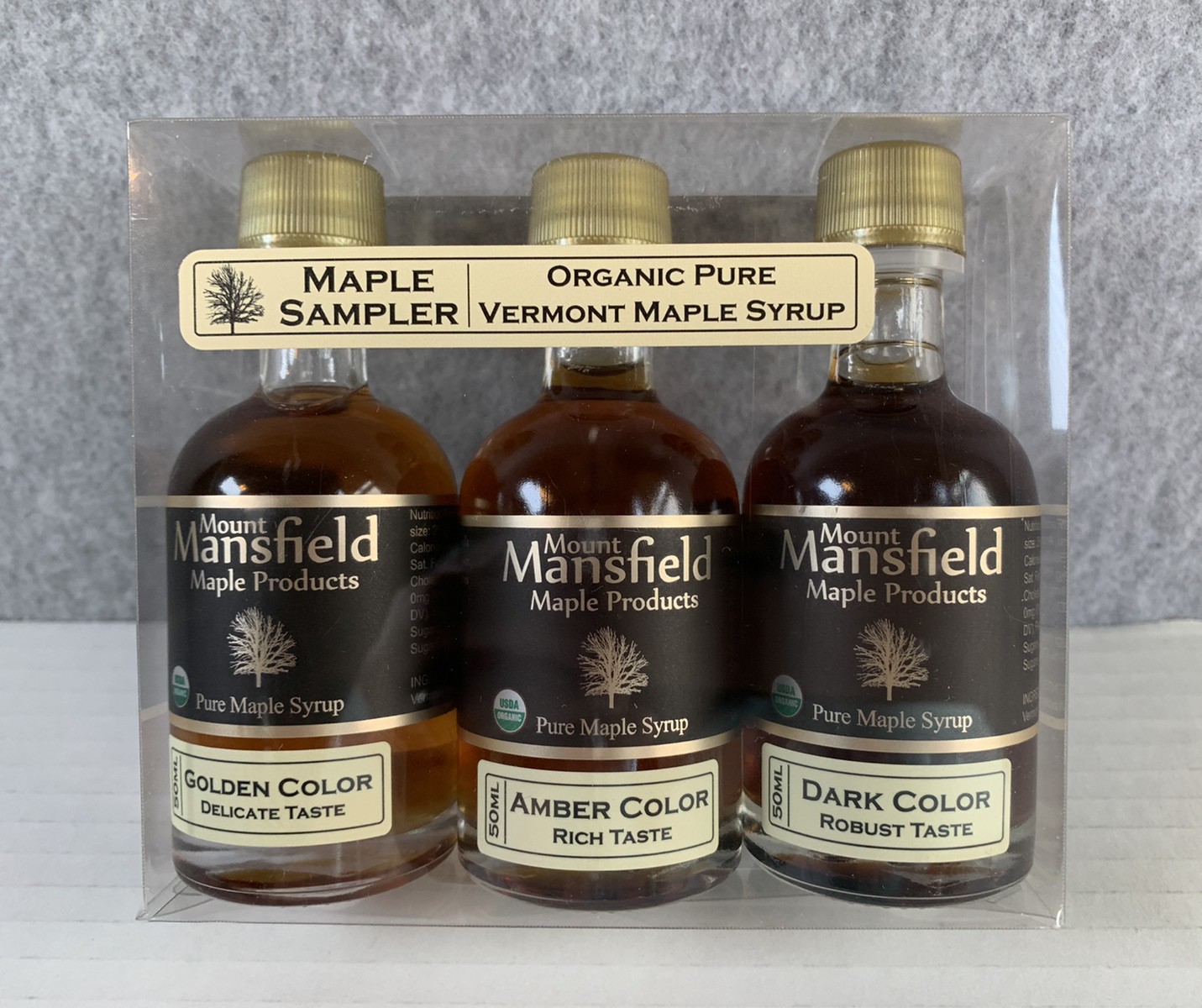 Vermont Maple Syrup 100% Organic Pure Sampler Gift Set ~ 3 Pack 50 ml Each