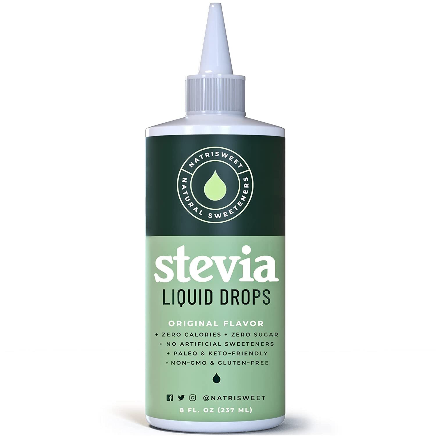 NatriSweet Stevia Liquid Drops, 8 fl oz, Zero Calories & Carbs, 1823 Drops