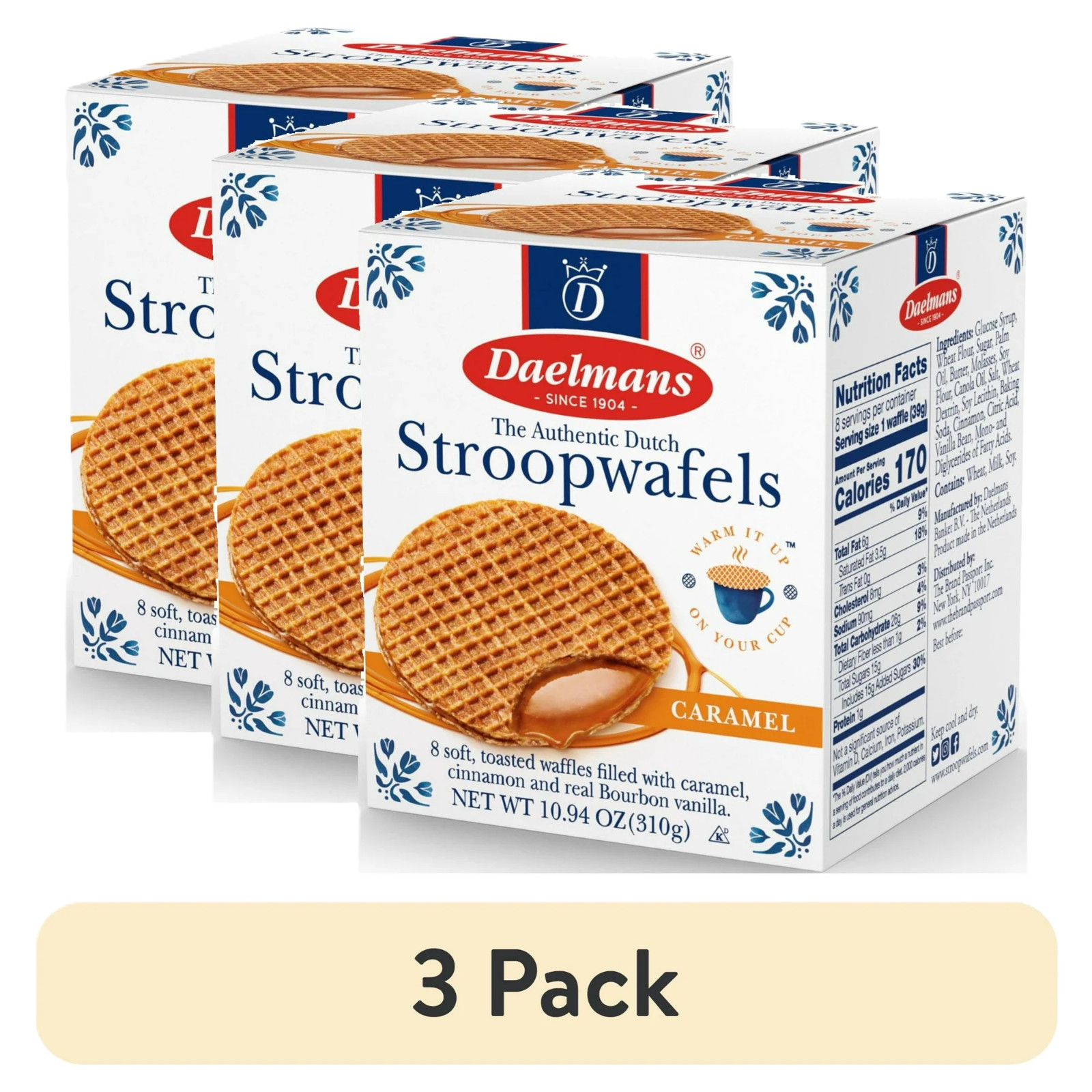 (3 pack) Daelmans Caramel Stroopwafels, Delicious Dutch Syrup Waffles…
