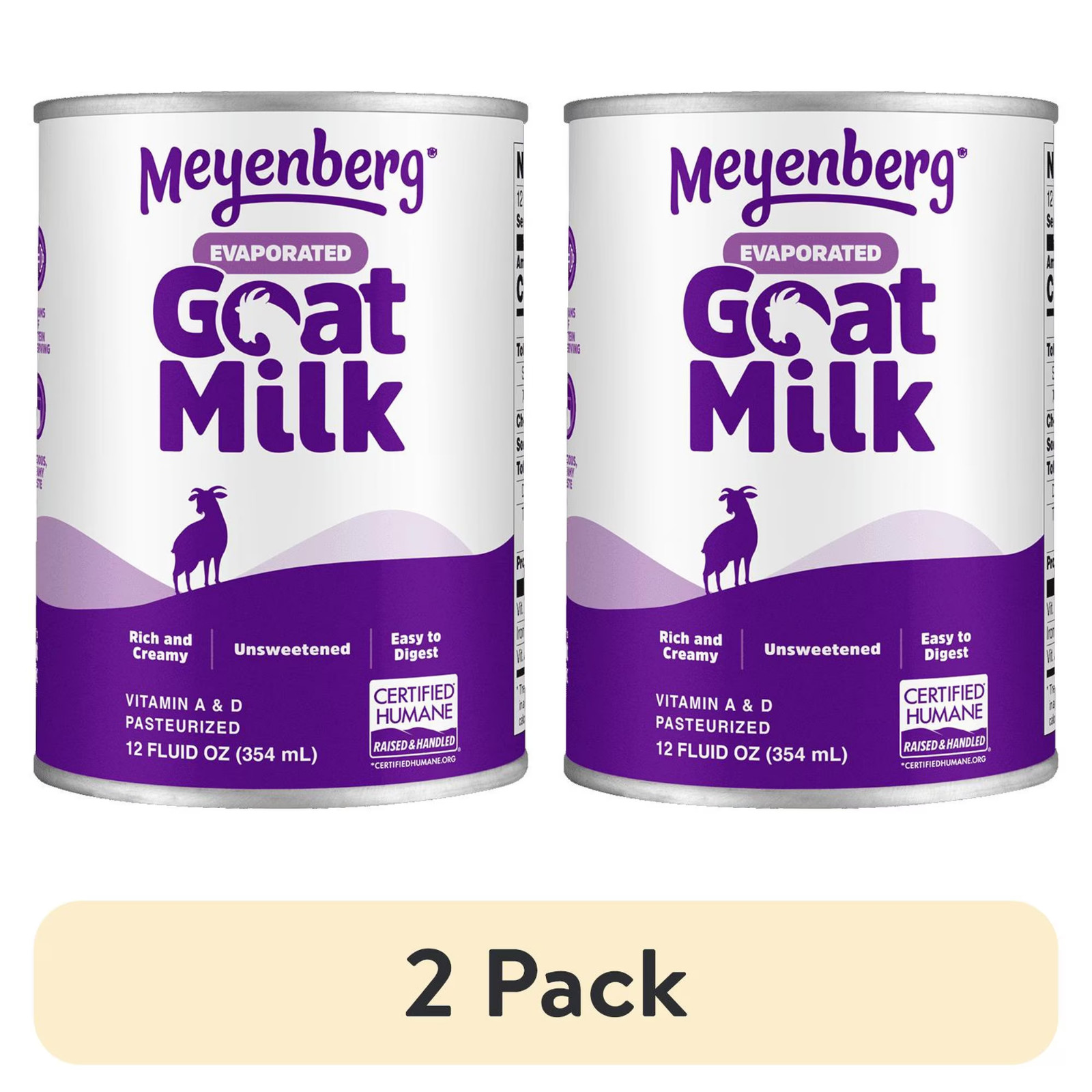 Meyenberg Evaporated Goat Milk 12 fl oz 2 Pack Vitamin D Enriched for Cooking..