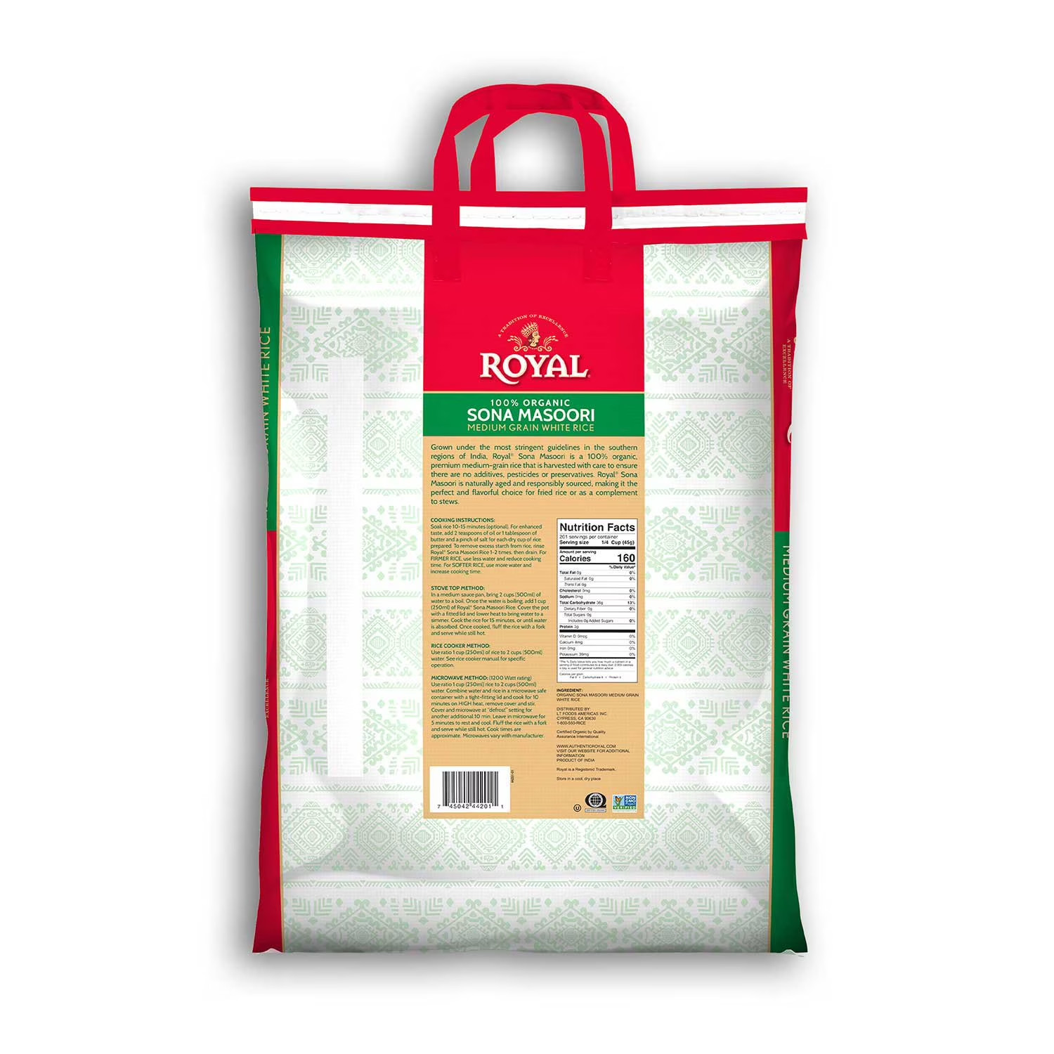 3 Pack Royal Sona Masoori Organic Rice, 60 lbs.