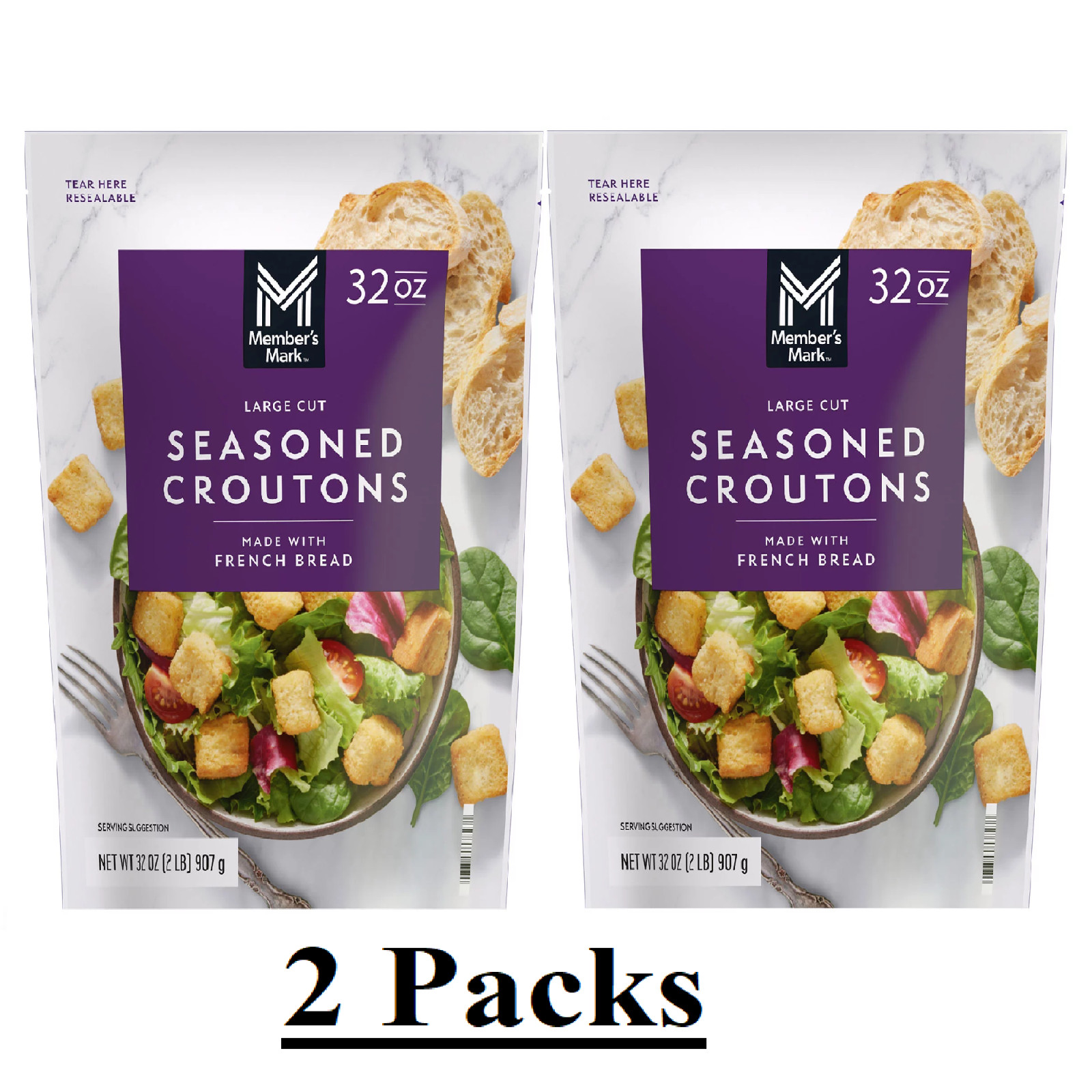 2 PACK Member’S Mark Seasoned Croutons (32 Oz.) FREE SHIPPING