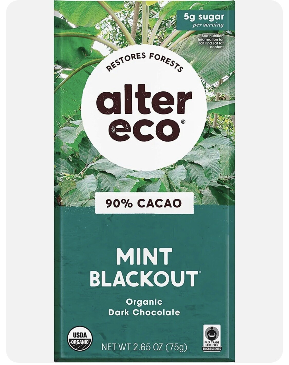 Alter Eco Organic Dark Chocolate Bars Mint Blackout 2.65 OZ (Pack of 4 )