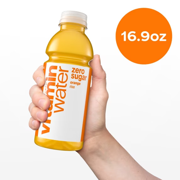 vitaminwater Rise Zero Sugar Orange Flavored Water Beverage, 16.9 fl oz, 6 Pack-