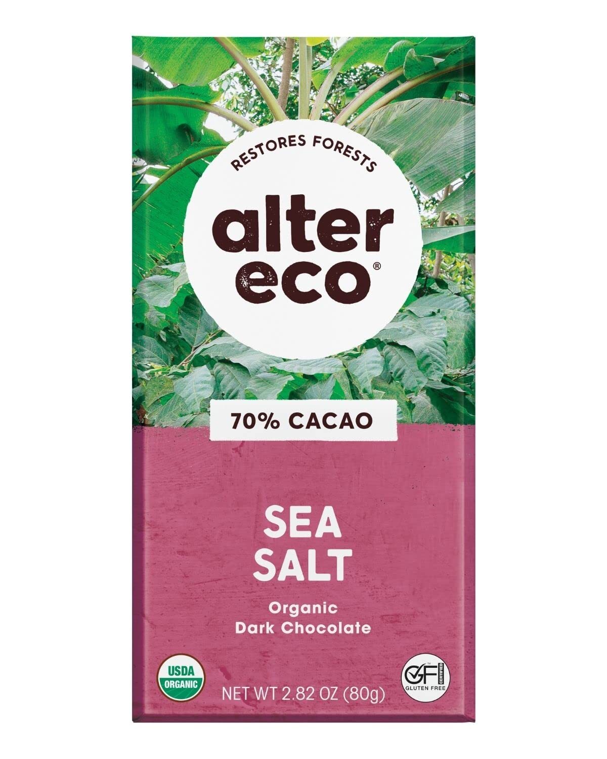 Alter Eco Organic Chocolate Bar Deep Dark Sea Salt 2.82 Oz